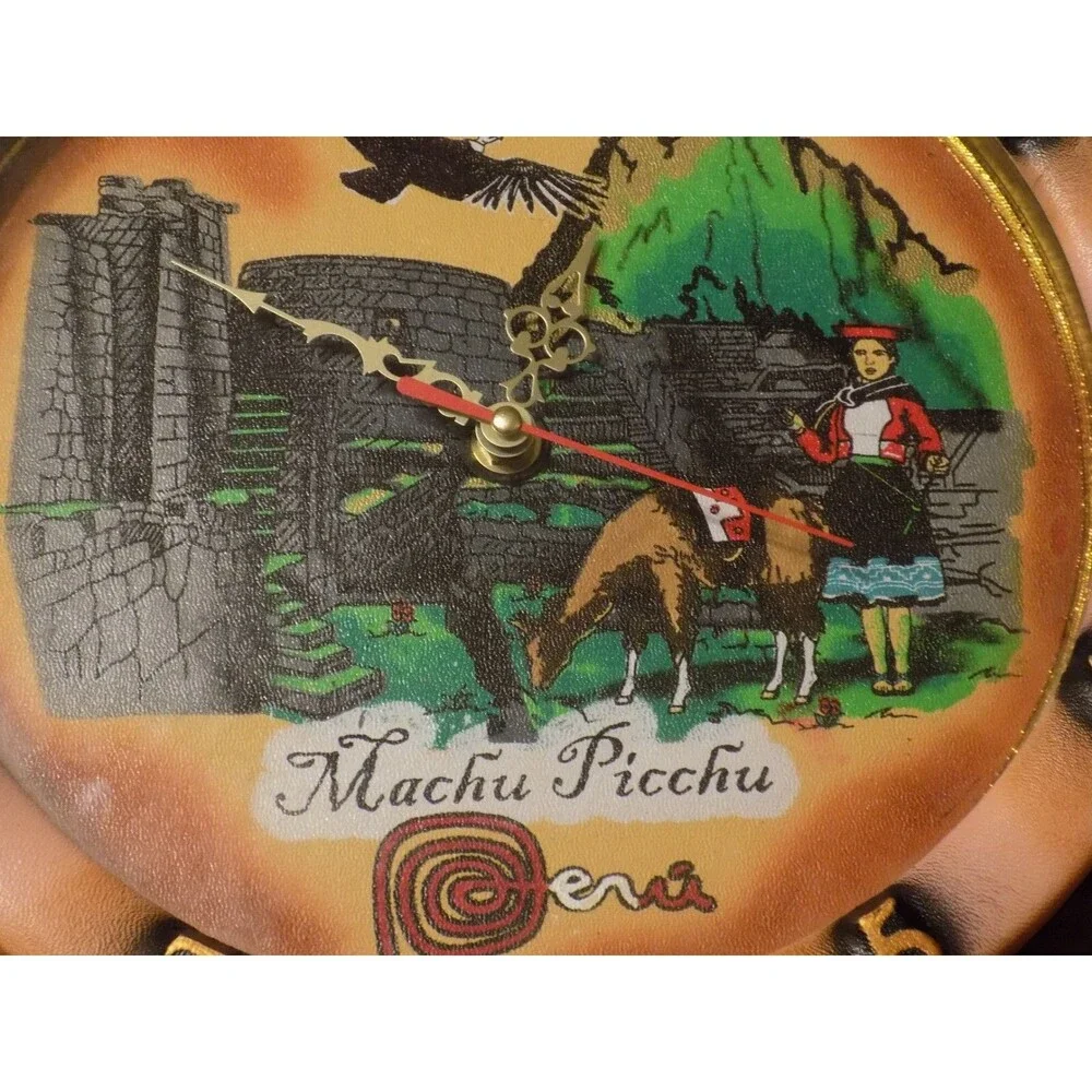 Machu Picchu Round Wall Clock Decor Handmade Art Quality Piece